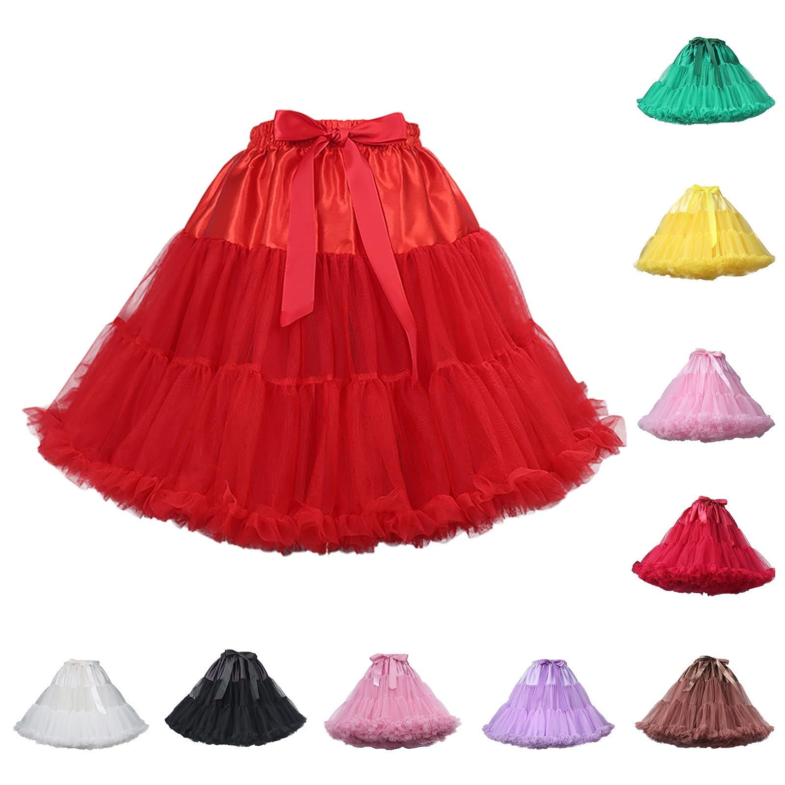 Jupe en tulle Lolita pour femme - Jupon court en tulle doux - Avec nœud - Style vintage des années 50 - Pour costume de carnaval, fête, cosplay