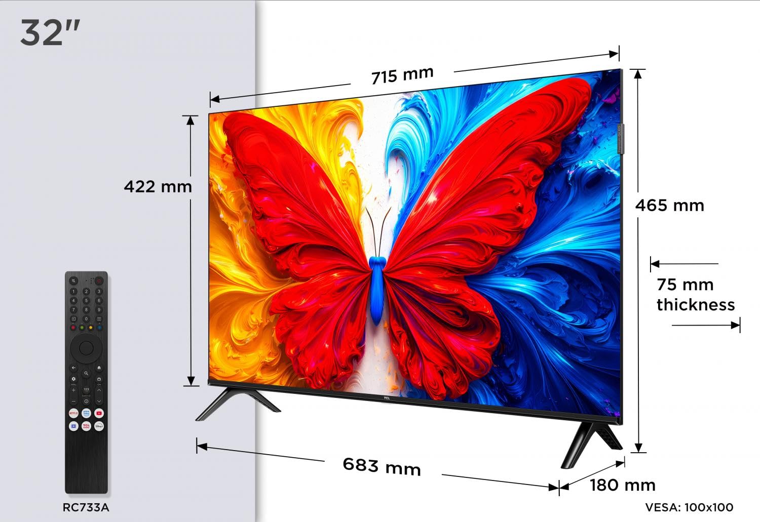 TCL 32S5L - TV 32" Smart TV Full HD DVB-T2 H.264, H.265 Noir Classe énergétique F