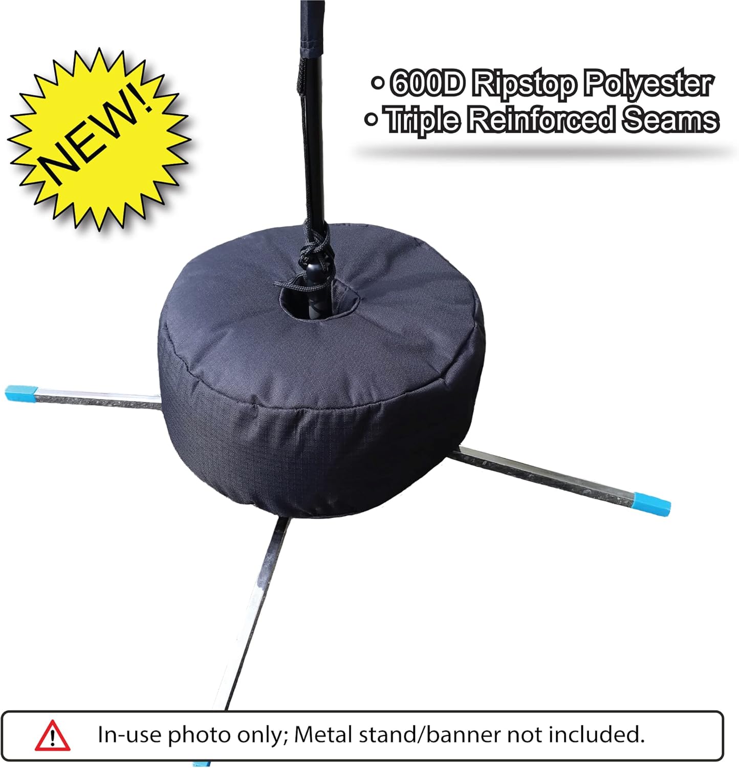 Gravipod 14" Banner Base Weight Bag - Heavy-Duty 600D Rip-Stop Polyester, Holds 50 lbs Sand, Fits 3" Poles, Weather-Resistant Grounding for Flags and Displays - 510935