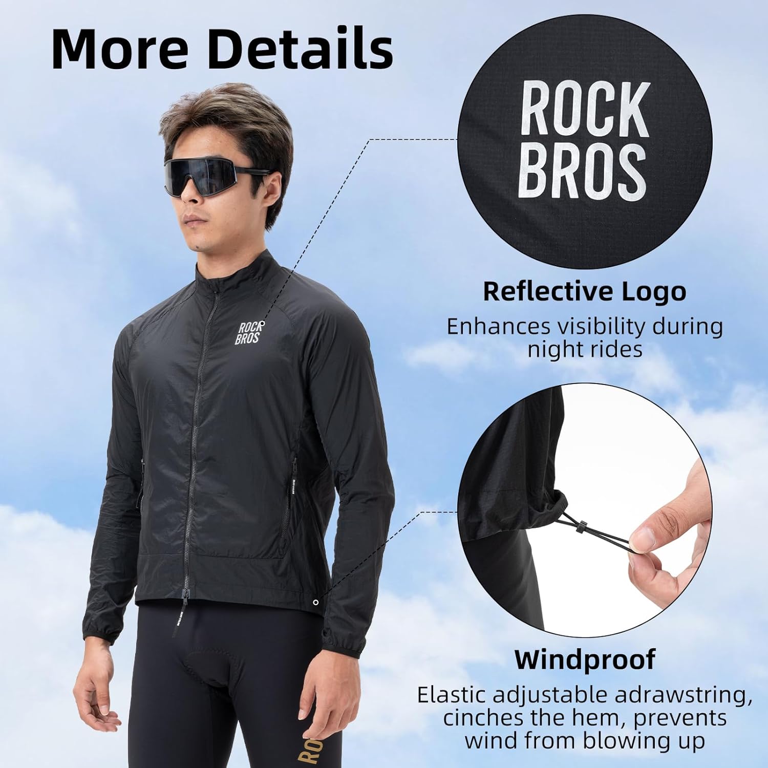 ROCKBROS Cycling Jackets for Men Breathable Cooling Lightweight Long Sleeve Cycling Jersey Running Cycling Windbreaker - Image 4