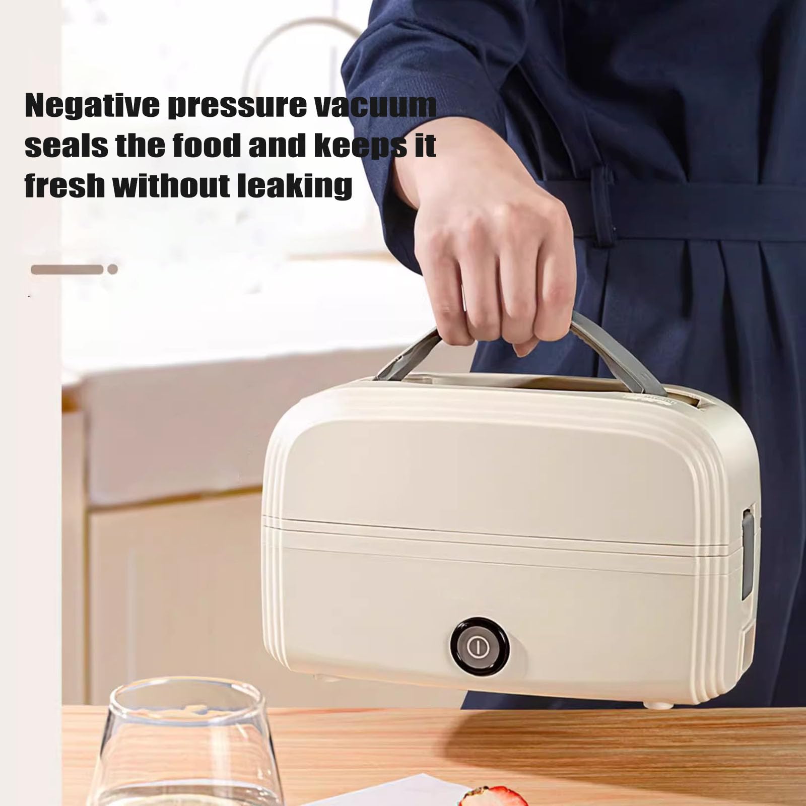 Lunch Box Elettrico, Bento Box Riscaldato A Tenuta Stagna per Adulti, Lunch Box Portatile con Isolamento A 3 Scomparti, Scaldavivande in Acciaio Inox per Casa E Ufficio, 300W, Bianco