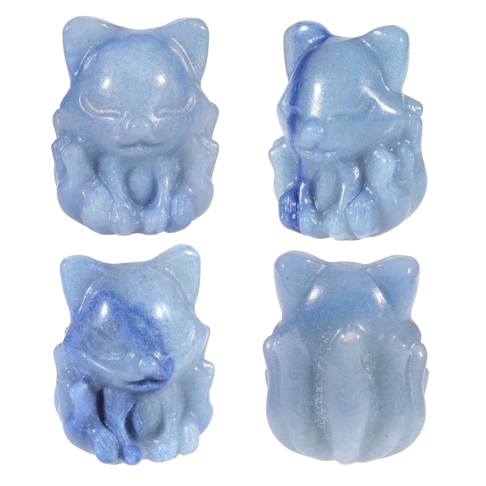 mookaitedecor Blue Aventurine Mini Good Luck Pocket Crystal Fox Figurine Statue - Image 3