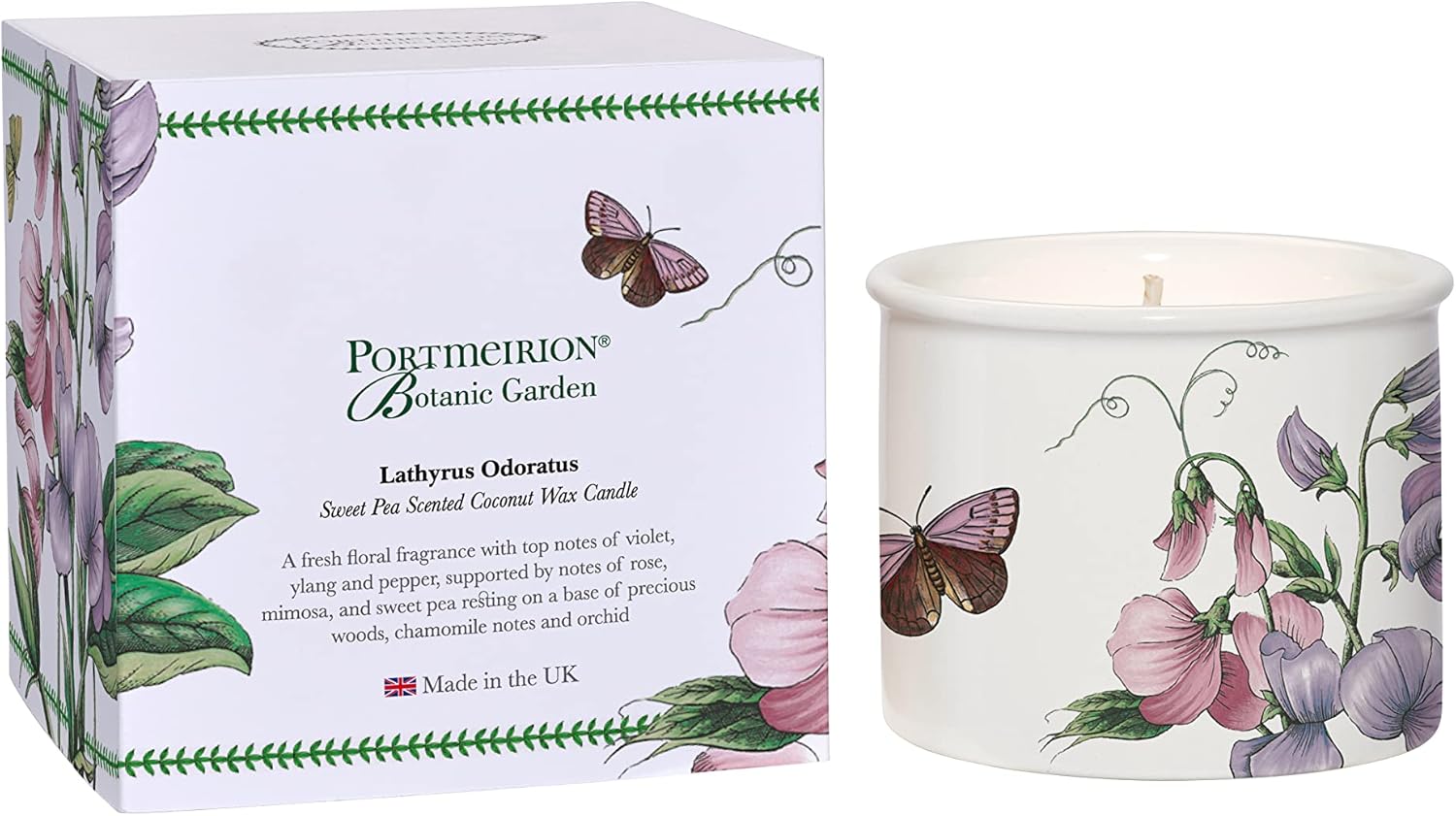 Portmeirion, Botanic Garden Ceramic Wax Candle Sweet Pea