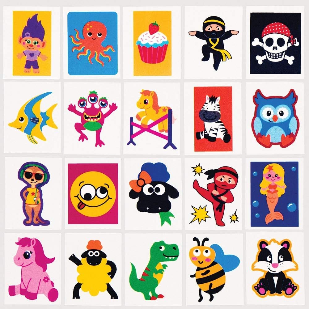 Baker Ross AT911 Large Pack Kids Tattoo Party Bag Fillers and Small Kids Toys 80 Assorted