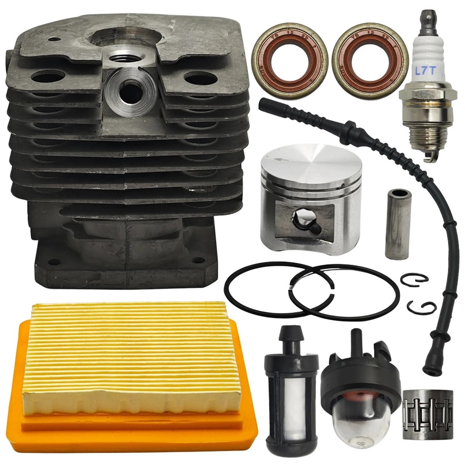 PEGGYLIN Kit de pistón de Cilindro de 42 mm Compatible con Stihl FS450 FS 450, Filtro de Aire, Combustible, Sello de Aceite, cebador, bujía, cortadora de césped 4128 020 1211