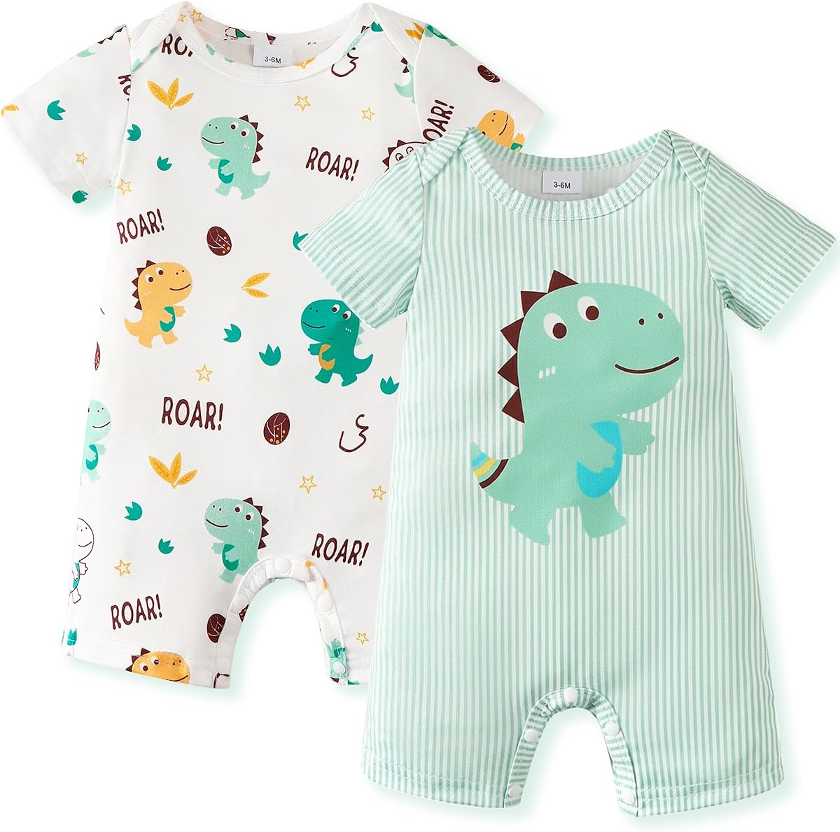 NZRVAWS Newborn Baby Boy Clothes Infant Romper 2-Pack outfit Cute Pattern Essential Short Sleeve Summer Spring Clothing 0-24M