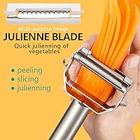 Vista 2 de Stainless Steel Peeler Julienne Cutter Slicer for Carrot Potato Melon Vegetable and Fruit with Cleaning Brush