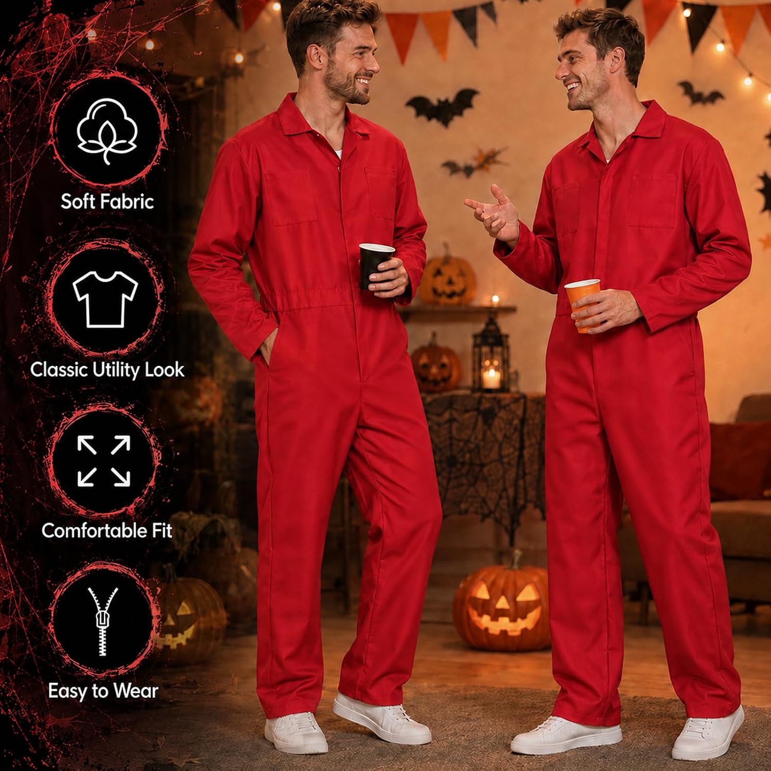 Men Long Sleeve Workwear Jumpsuit, Mechanic Style Coverall Adult