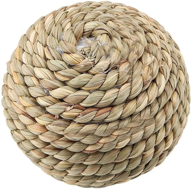 Foto 3 de 7 de Bola de paja de hierba natural, juguete para mascotas loros roer bolas de juguete juguetes de pie de conejo…