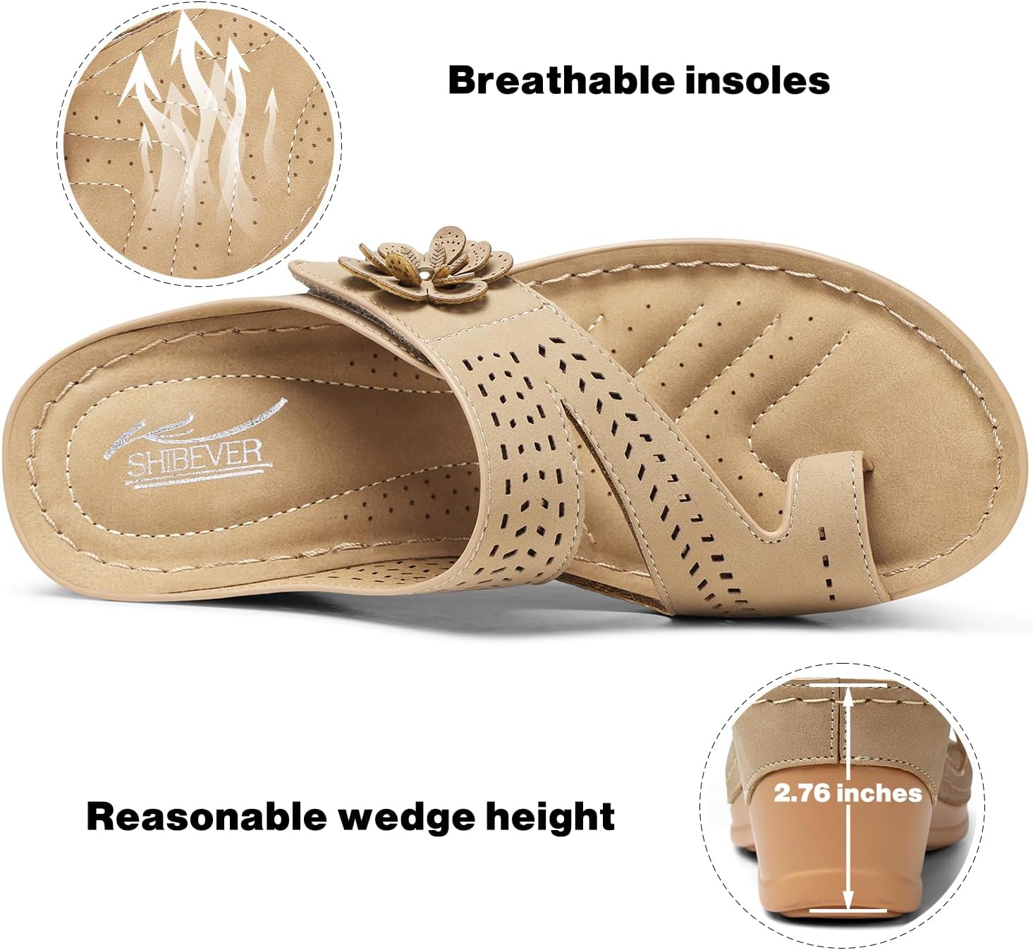 SHIBEVER Women's Wedge Sandals Platform: Comfortable Dressy Summer Casual Slip-On Flip Flops Women Sandals - Image 5