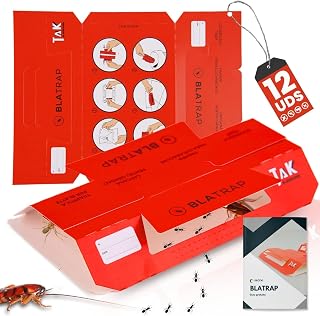 Trampas Adhesivas XL para Cucarachas y Bichos, Atrayente de Avellana, Adhesivo Extra Fuerte, Sin Veneno ni Biocidas, Apto para Mascotas y Niños, Elimina de Forma Segura y Eficaz (12 Unidades)