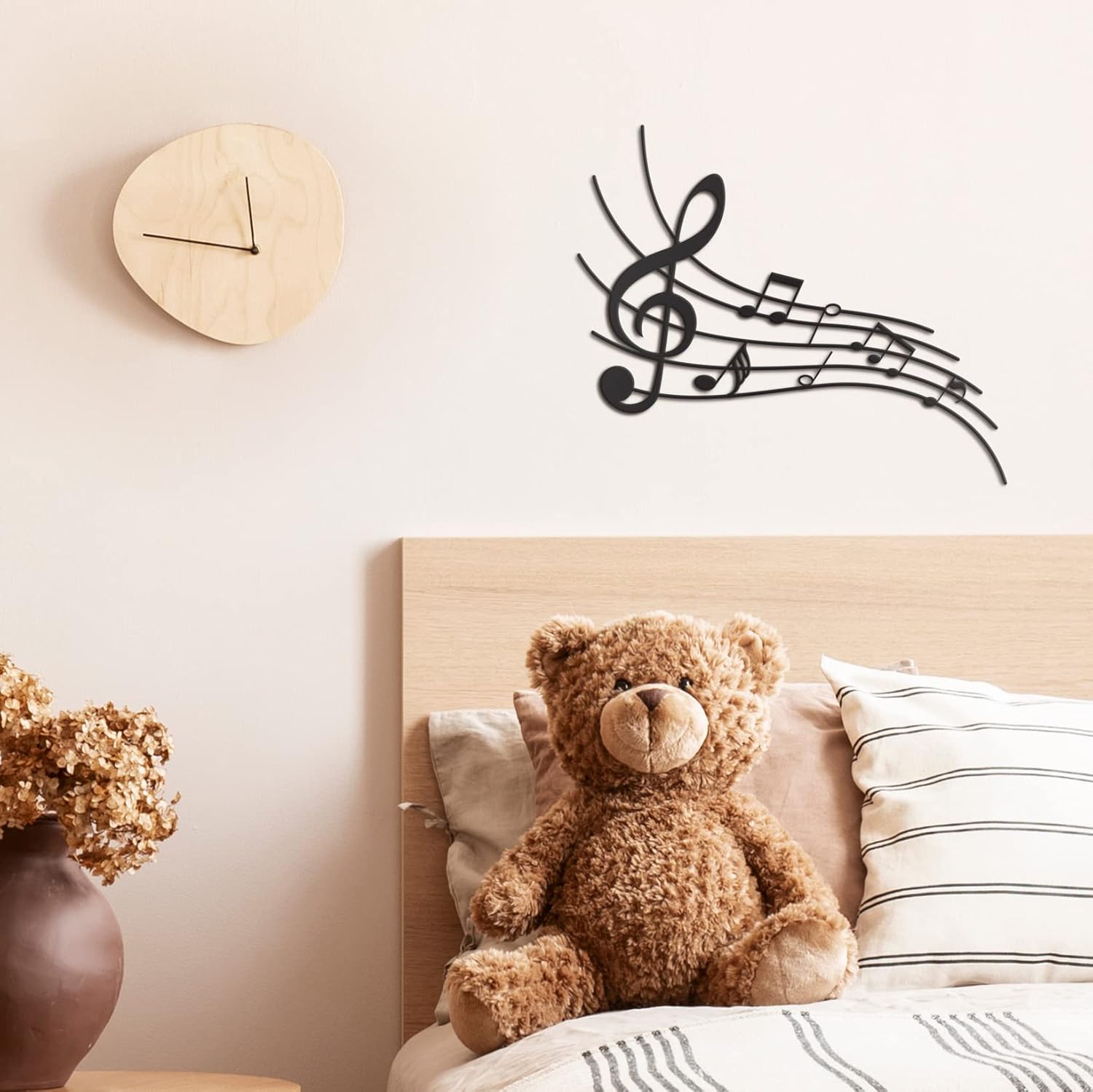 Vivegate Musical Notes Sign - 16"X9" Black Modern Metal Wall Decor for Any Room - Farmhouse Music Wall Art - Image 3