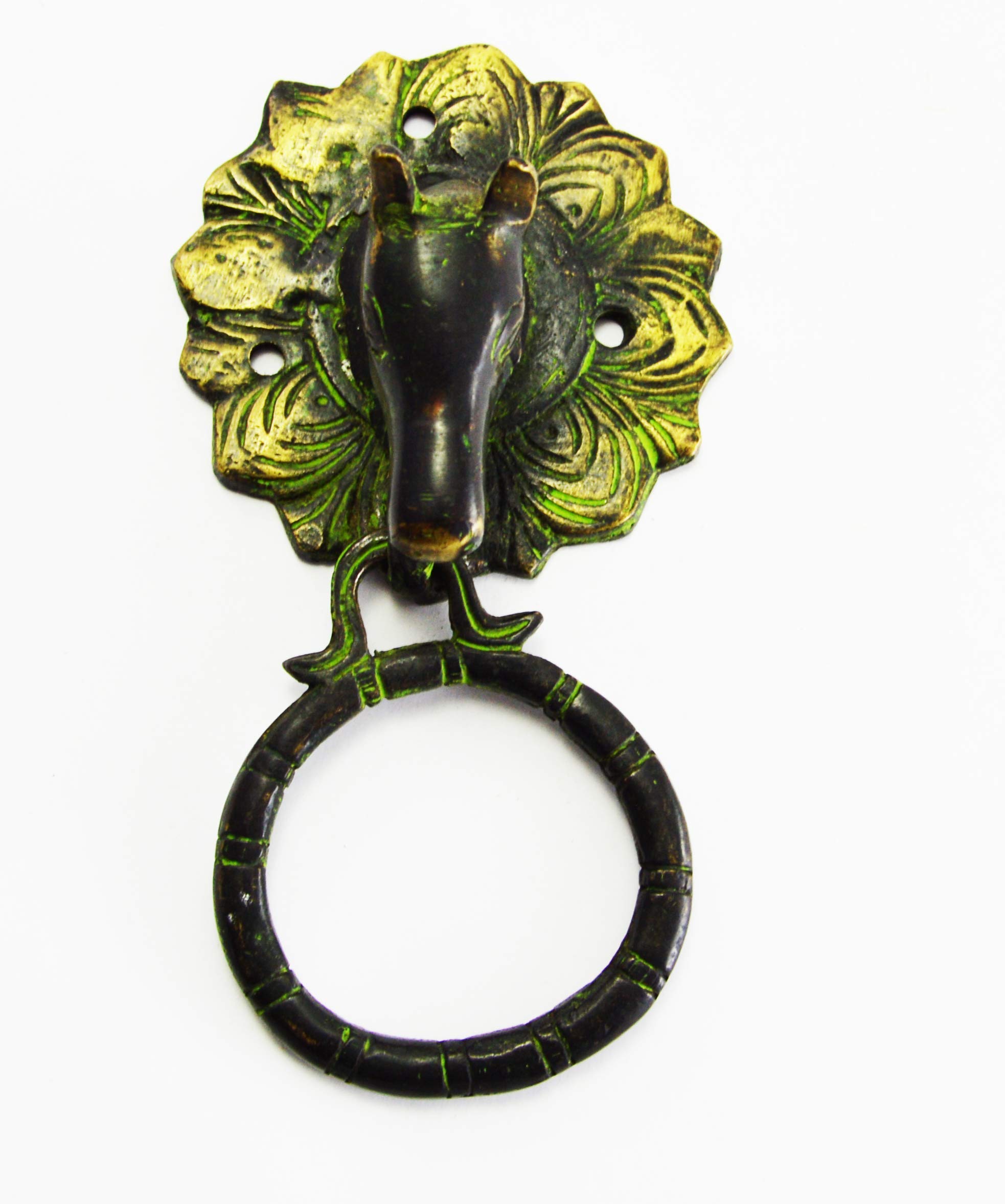 Heurtoir de porte en laiton motif cheval noir pour rénovation maison