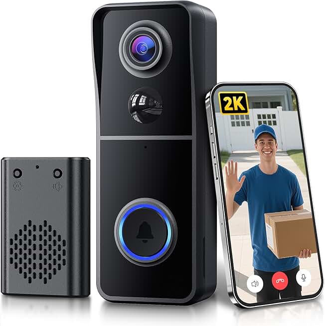 Video Doorbell Camera Wireless, 2K HD Safe Doorbell Camera w