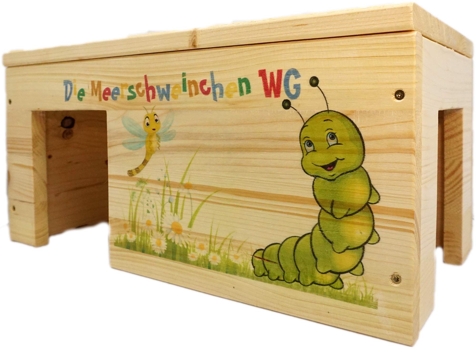 Yireal Meerschweinchengehege mit 2 Eingängen, Stabil, Holzlasur & Aufklappbar / 45x25x22cm