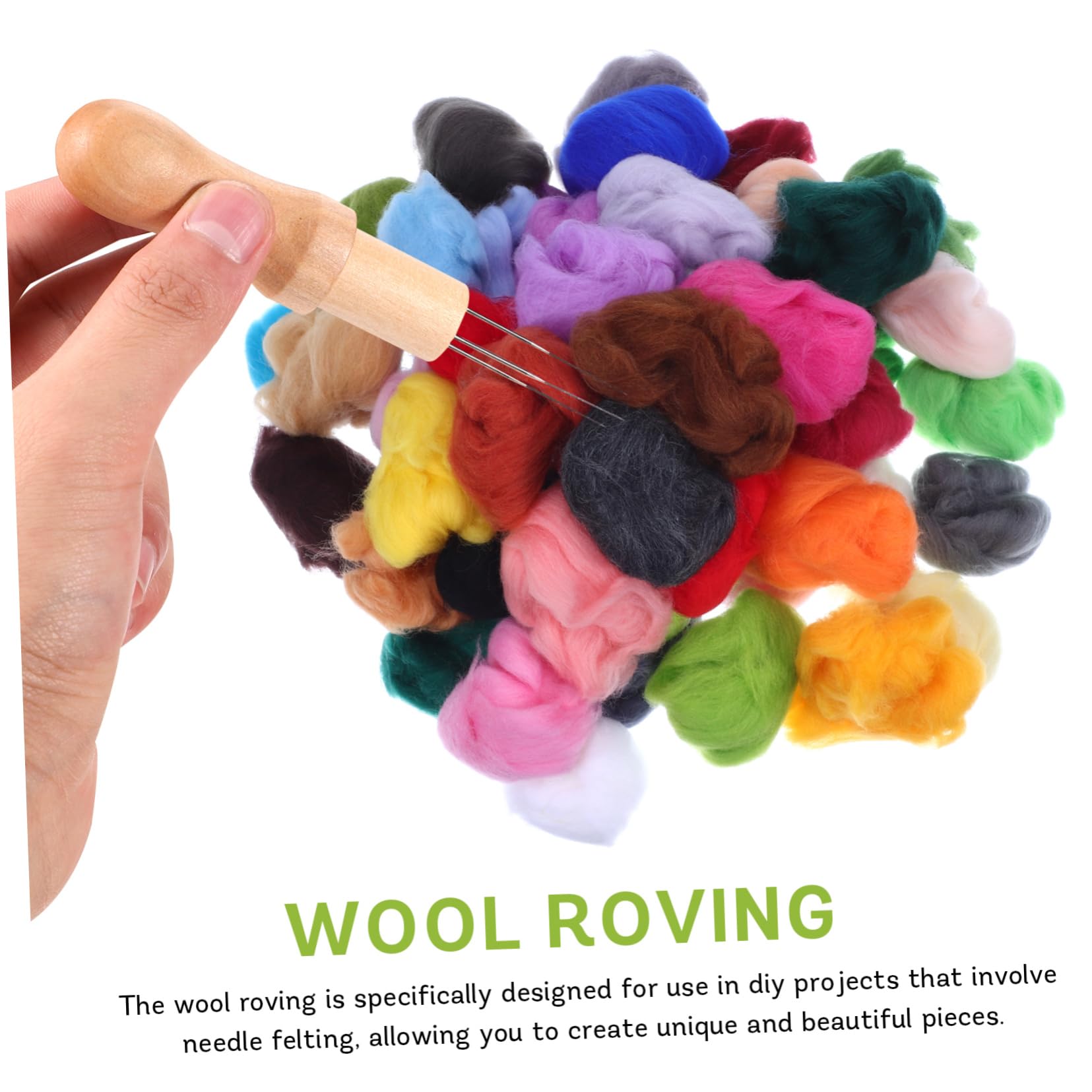 ULDIGI Assorted Colors Wool Roving Yarn 1 Pack Felting Wool for Needle Felting DIY Craft Kit