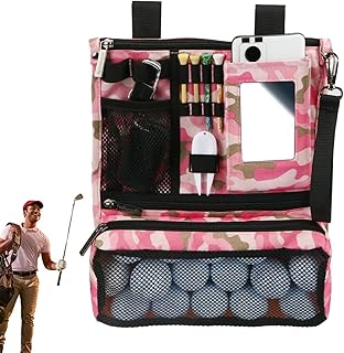 ゴルフ ミニポーチ - ジッパー付きゴルフ ボール バッグ オーガナイザー |コンパクトな貴重品収納バッグ、ボールマーカー、手袋、携帯電話用の折りたたみ式で耐久性のあるゴルフポケット、必須のゴルフギアホルダー、軽量でポータブルなゴルフユーティリティバッグ