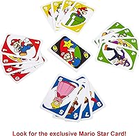 Vista 5 de Mattel Games UNO - Juego de cartas de Super Mario, baraja de coleccionista con temática de personajes animados, 112 cartas con imágenes