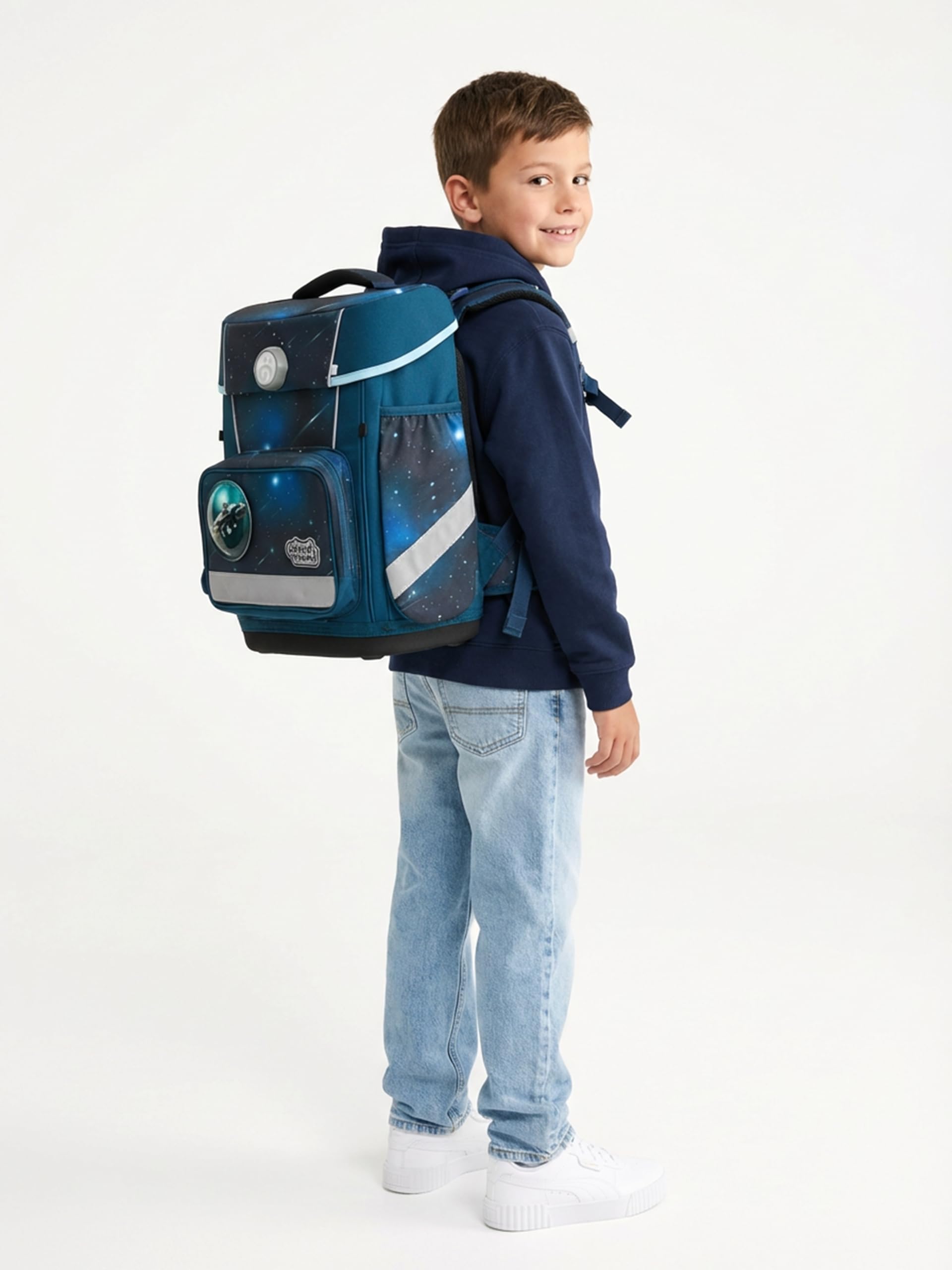SCHOOL-MOOD Champion Maxx Moritz (Weltall), 6-tlg. Schulranzenset höhenverstellbar, 22 Liter, 1,1 kg Grundschule 1.-4. Klasse, Modell 2026
