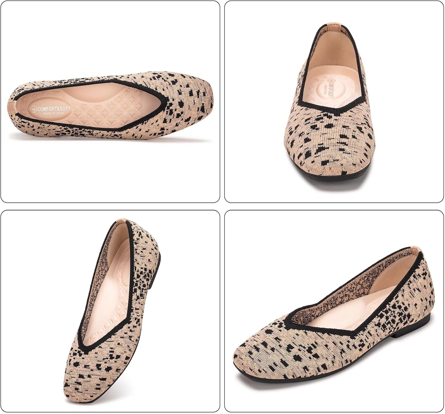 Frank Mully Womens Casual Flat Shoes Square Toe Shoes Knitted Work Flat Comfort Dressy Flat Shoes for Daily Washable - Image 6