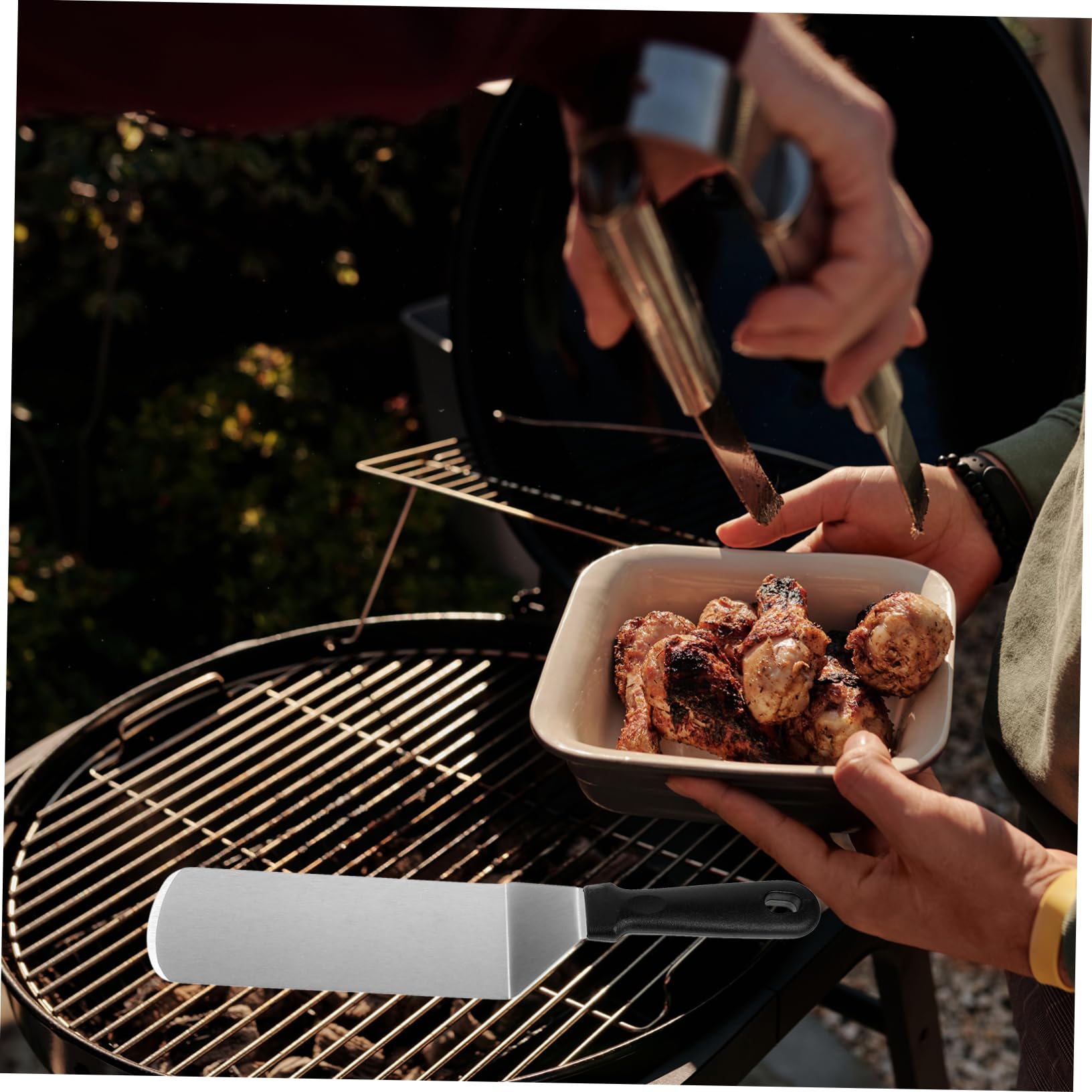 Spatola da Cucina in Acciaio Inox e PP, per Friggere e Girare, Utensile, per Barbecue e Preparare Frittate