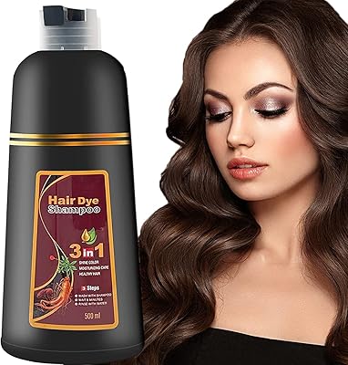 Hair Dye Shampoo 3 in 1 Hair Shampoo Instant Hair Dye Herbal Ingredients for Women & Me Hair Color Dye Shampoo Cover Gray White Hair in Minutes Dark Brown(500mL,17.6 Fl Oz)