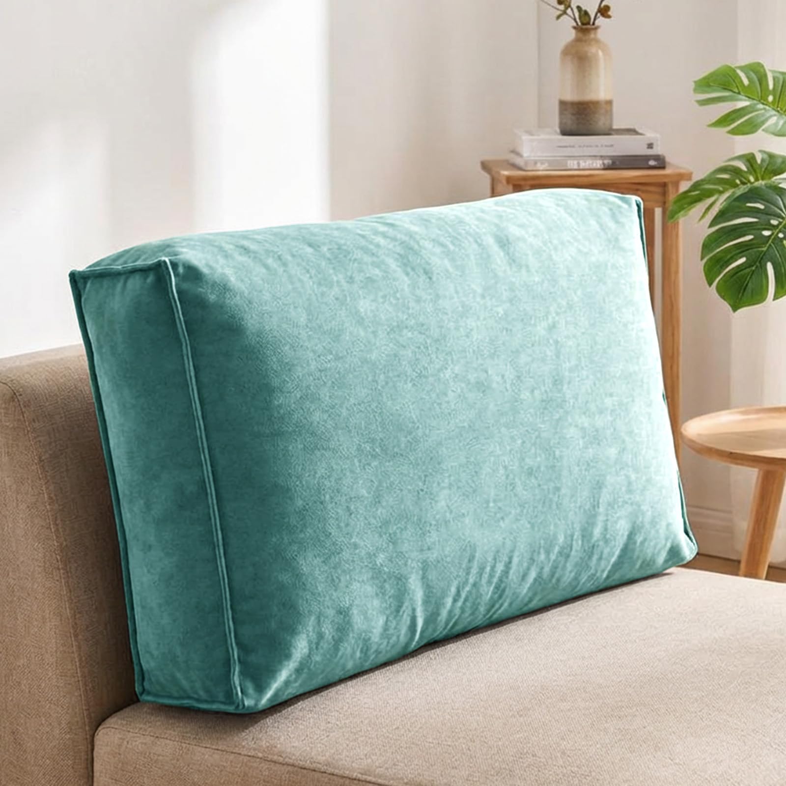 Aocase Large Sofa Back Cushions, Lumbar Support Pillow for Couch & Bed – Reading Pillow with Waist Support, Throw Pillow for Sofa, Bay Window, Bedside Comfort,Blue Green,60×45×12cm