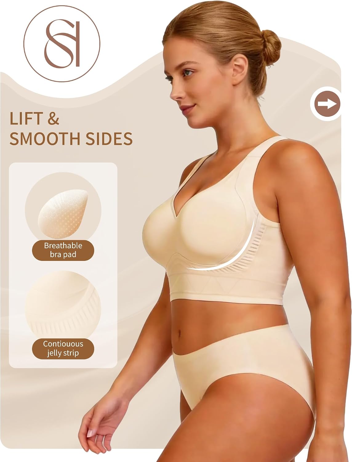 Soft Intention Wireless Jelly Bra for Women Push Up Seamless Back Fat Smoothing T-Shirt Bra Full Coverage Corset Plus Size
