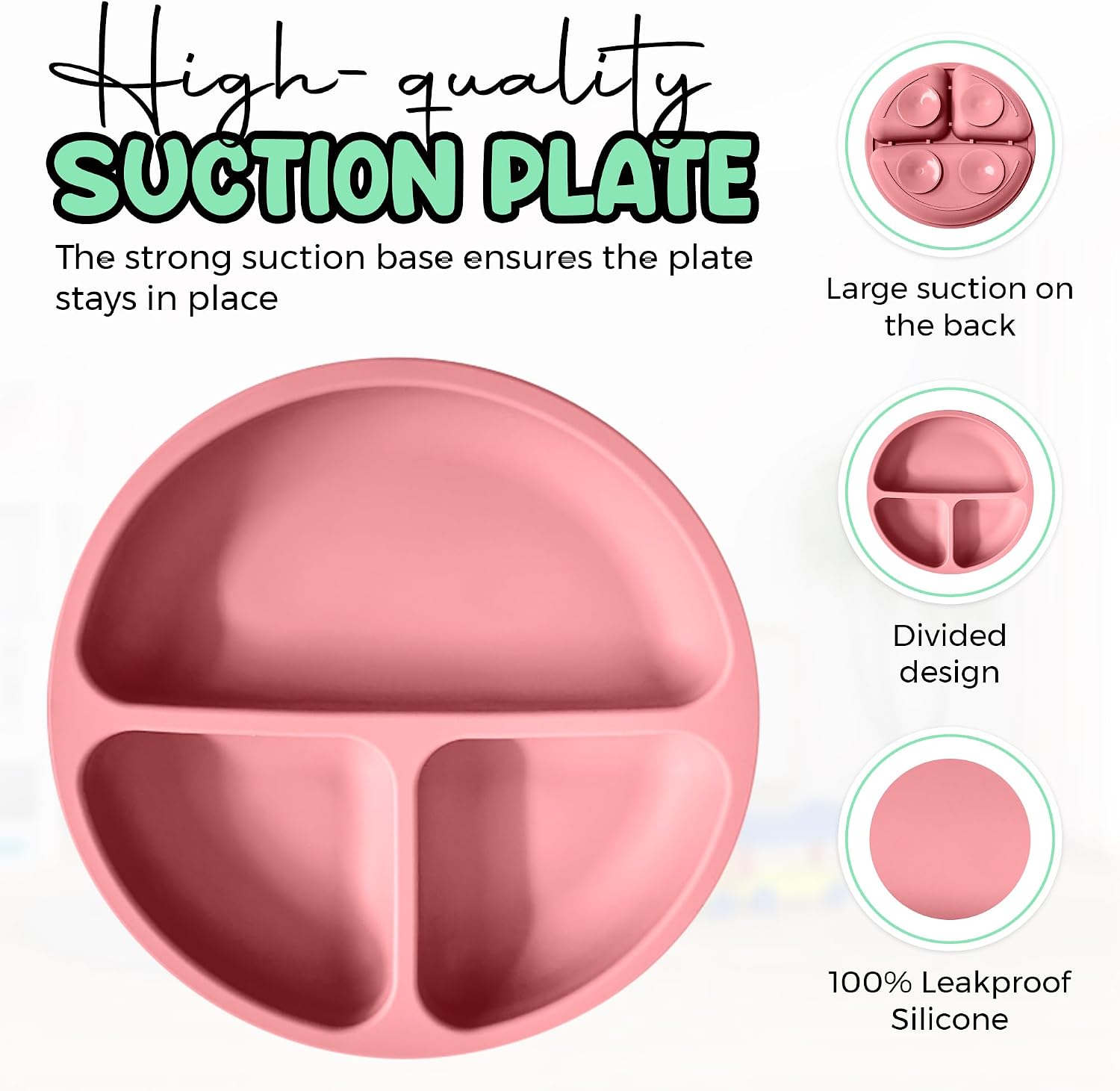 Baby Feeding Set 12 Piece Led Weaning Supplies Suction Bowl and Plate, Divided Plate, Spoon, Fork, Cup, Adjustable Bib Baby Self Feeding Utensils - Baby Feeding Supplies (Pink)