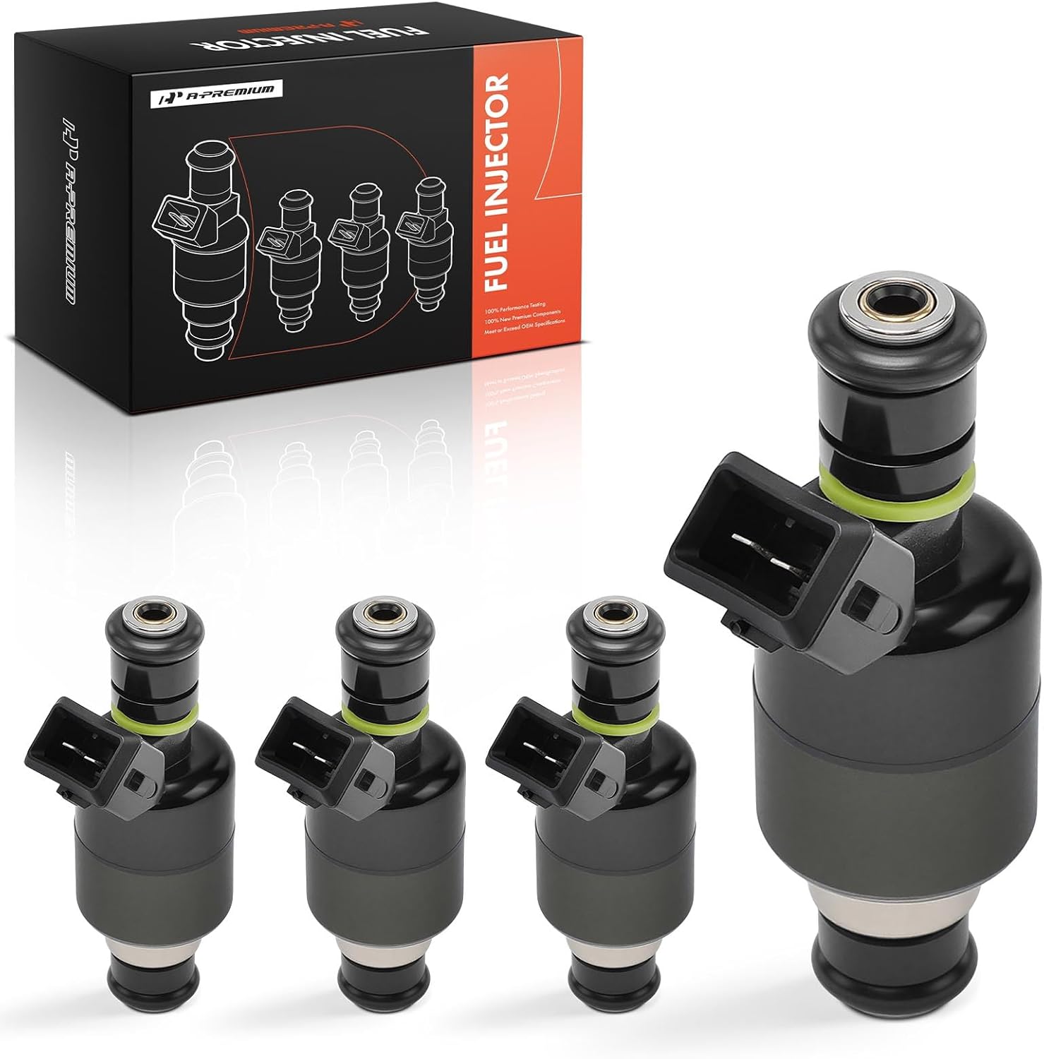 A-Premium Fuel Injectors Set of 4 Compatible with Daewoo Lanos 1999 2000 2001 2002, 1.6L, Replace# 17103677, 17109450