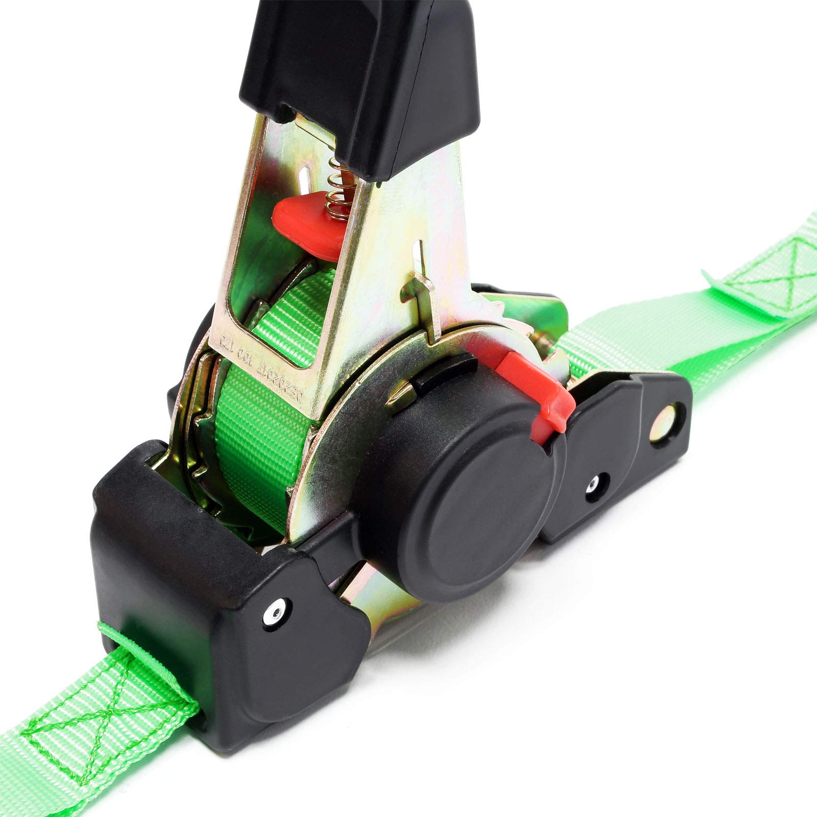 Wiltec Set 4X Automatik Zurrgurt 320 daN Zuglast 3,5m x 25mm PES Spanngurt mit S-Haken selbstaufrollend, ideal für Autotransport