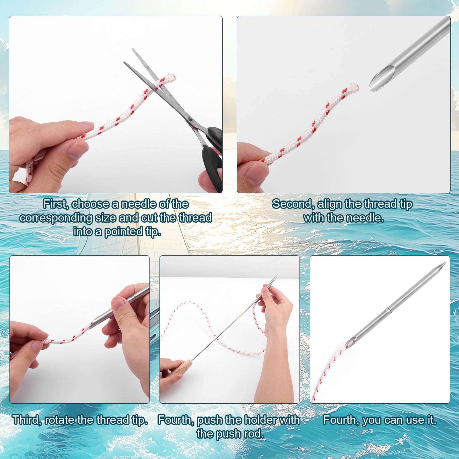Gosknor 7pz Kit Utensili Giunzione Corde, Utensili FID 6-In-1 Acciaio Inossidabile con Spintore e Borsa Portaoggetti per Corda Doppia Treccia 1/4" 5/16" 3/8" 7/16" 1/2" per Rapido Recupero Giunzione