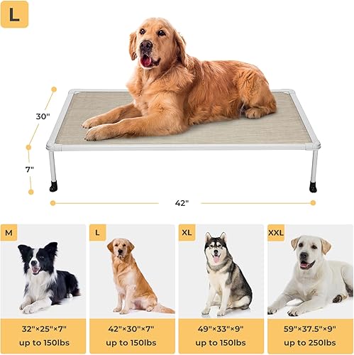 Miniatura 2 de Veehoo - Cama elevada tipo catre para perros grandes, refrescante, a prueba de mordiscos, lavable y con patas antideslizantes, para interiores y