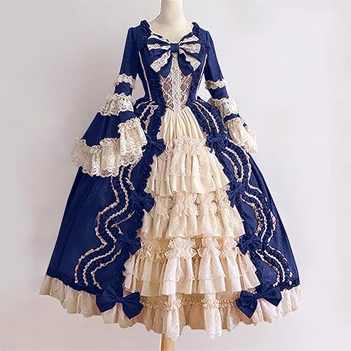 Miniatura 4 de SHOPESSA Vestido victoriano para mujer, vestido de lolita francesa, disfraz de princesa, vestido renacentista, manga acampanada, corte de cosplay