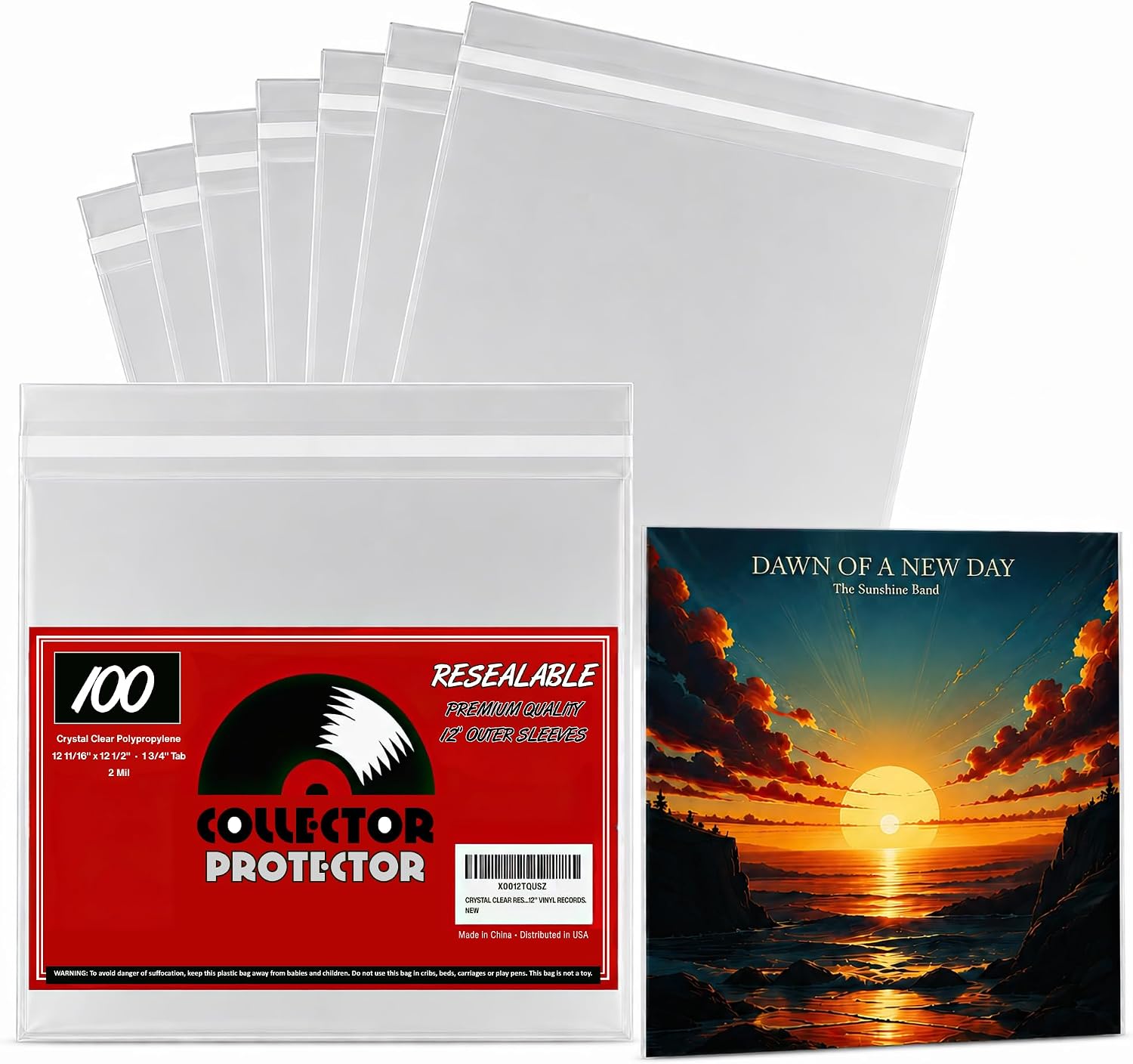 Resealable Record Outer Sleeves for 12" Vinyl Records Crystal Clear | 100 crystal clear no haze sleeves with resealable flap to protect album covers from dust scratches and wear
