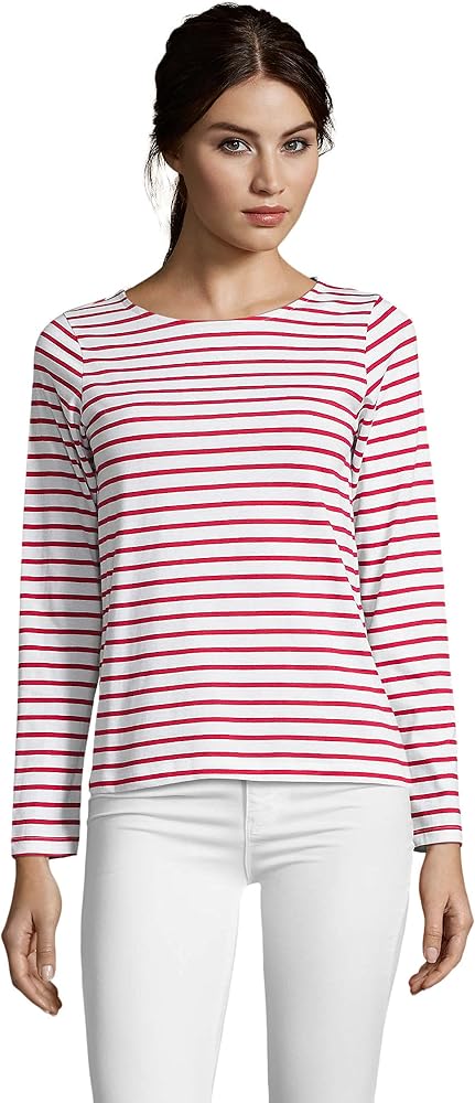 Marinière Pêcheur Femme – Manches Longues Blanc/rouge – Taille XXL – ALCIUMPECHE