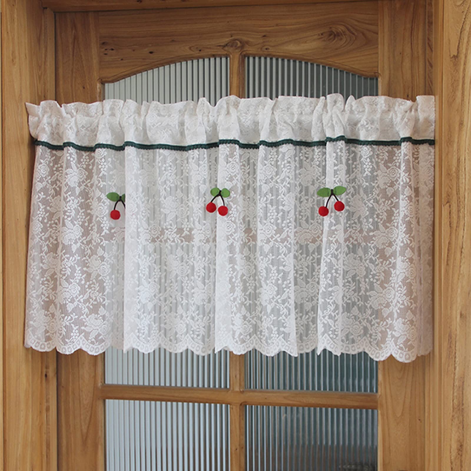 Motif floral et rideaux transparents courts pour fenêtres de cours