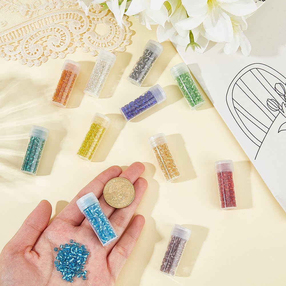 SUNNYCLUE 24 Bottles 120G 3mm Glass Seed Beads 8/0 Round Seed Beads Kit Small Cute Green Red Mixed Crystal Transparent Pony Friendship Spacer for Jewelry Making Adults Bracelets Necklaces Findings - Image 3