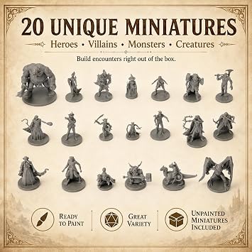 Path Gaming 卓上RPG エンカウンターキット 乾湿消せる両面ゲームボード付き ユニークなファンタジーミニチュア20個 多面体サイコロとサイコロトレイ DNDマップとゲームマスター用