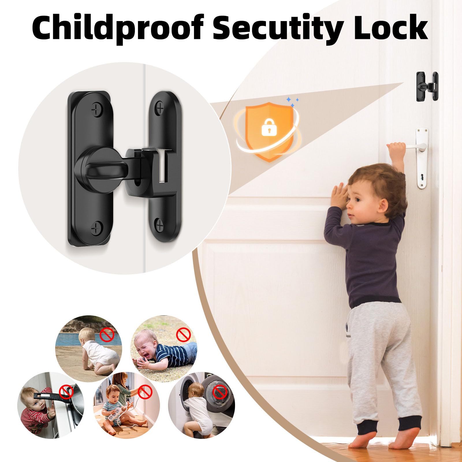 Flip Sliding Barn Door Lock, 90/180 Degree Sliding Door Lock Latch and latches for Barn Door Pet Door, Bathroom, Outdoor - Image 4