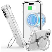 for iPhone 14 Pro Max Case Clear with Magnetic Stand, Magsafe Compatible Military Drop Protection Colorful Bumper, Wireless Charging Ring Holder Cover for Men Women Clear