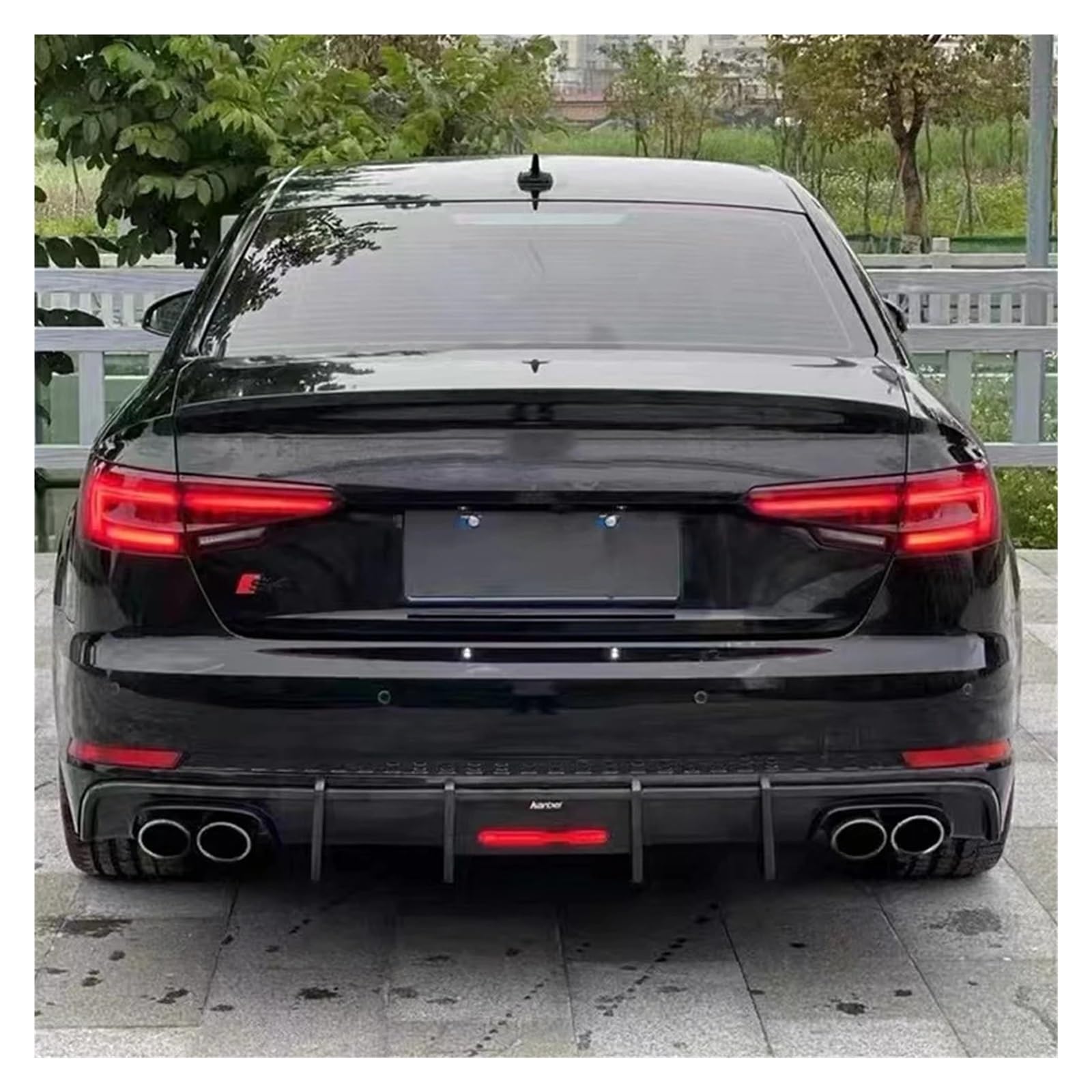 2 sztuk/zestaw 304 tył samochodu podwójna rura wydechowa ze stali nierdzewnej kompatybilny dla Audi A4 A5 A6 A7 do S4 S5 S6 S7 czarna końcówka tłumika 60mm rura wydechowa(Black)