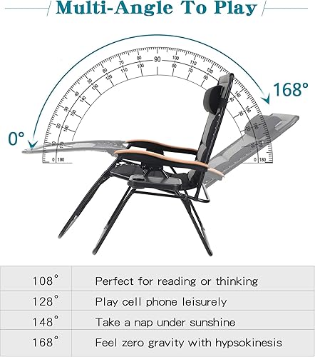 Miniatura 5 de HERA'S HOUSE Sillón de gravedad cero acolchado tamaño XL con reposabrazos más anchos, reclinable ajustable con soporte para tazas, soporta 350