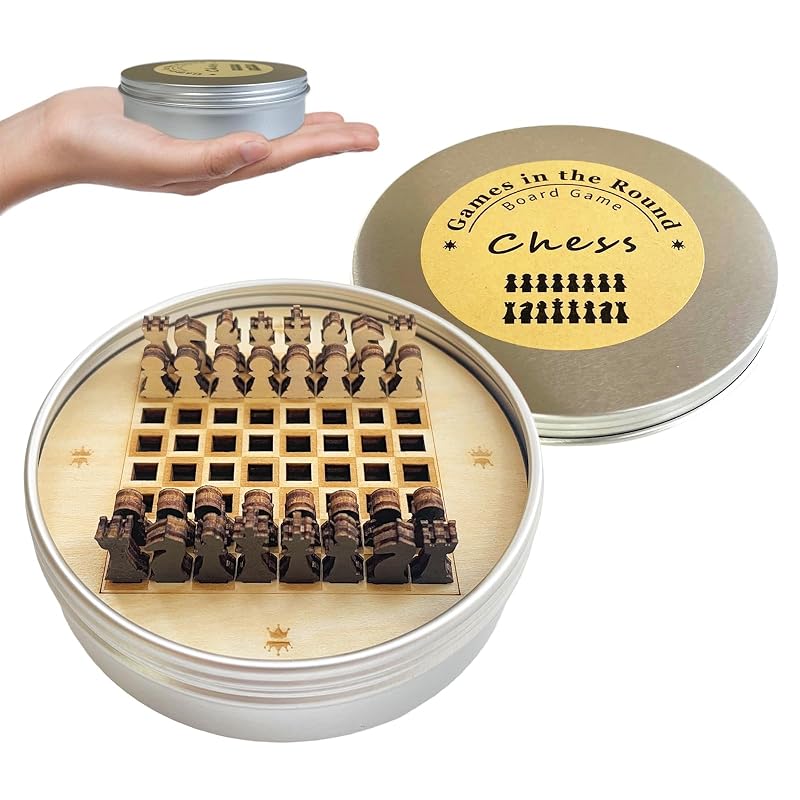 PARKUVALLEY Mini Wooden Travel Chess Set