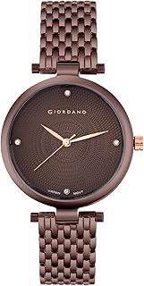 Elegant Analog Quartz Watch for Women with Textured Round Dial, Crystal Hour Markers, Japan Movement and Stainless Steel Strap