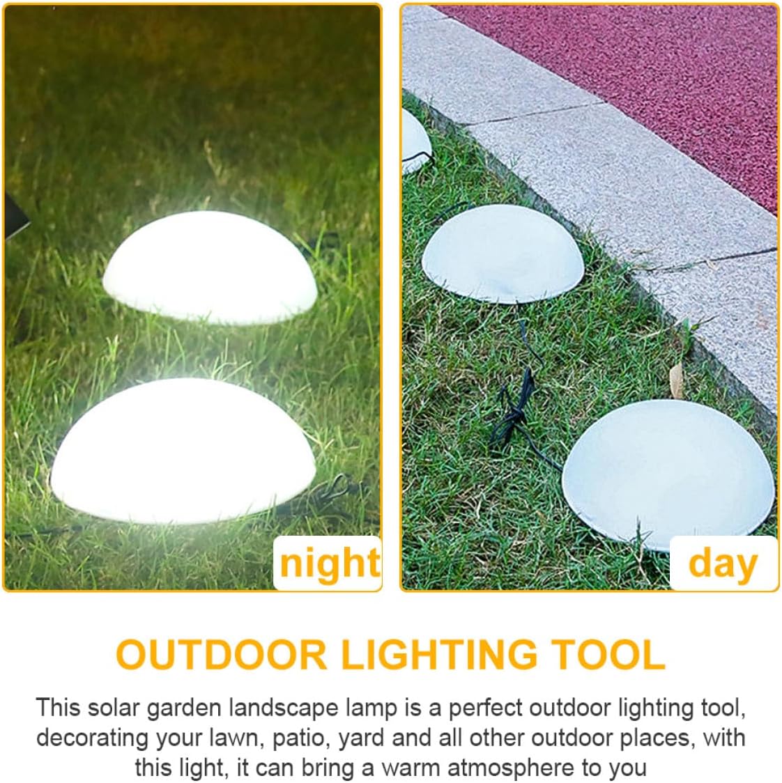 Solar Lawn Lamp Hemisphere Design Solar Outdoor Ground Inserted Lights White Light Garden Landscape Yard Lighting Fixture Set of 5