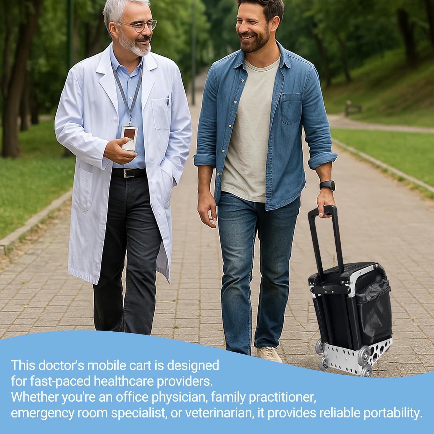 Modular Medical House Call Case – Professional Doctor Visit Rolling Storage Cart for Clinics, Physicians & Veterinary Use, Aluminum Alloy, 13.2" L x 10.2" W x 21.7" H