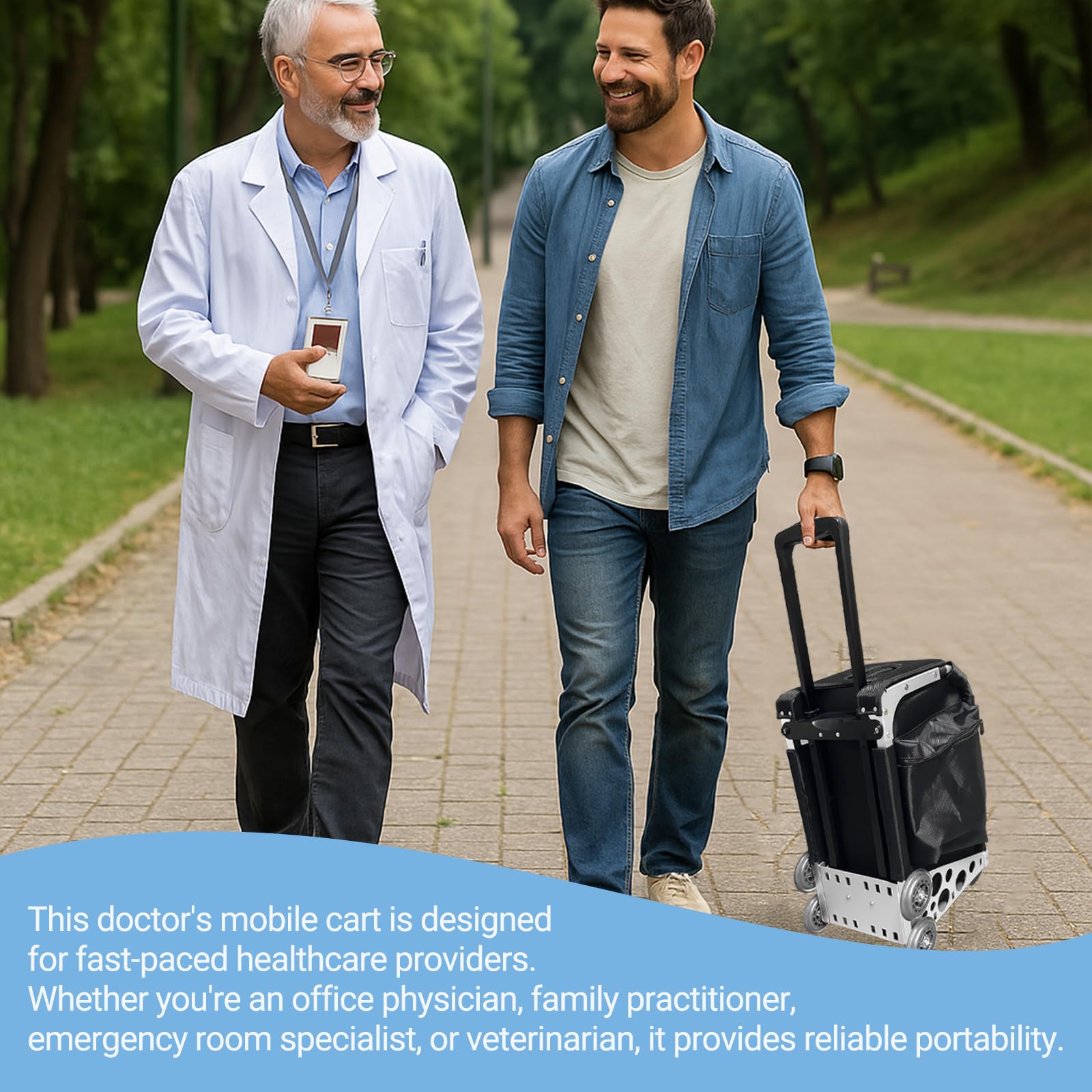 Carrito modular de primeros auxilios, funda móvil de emergencia para visita al médico, organizadores de almacenamiento para clínicas y veterinarios, aleación de aluminio, 13.2 pulgadas de
