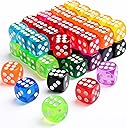 50 Pieces Dice Set, 14mm Bulk 6 Sided Colored Dices for Board Games, Math Learning,Classroom