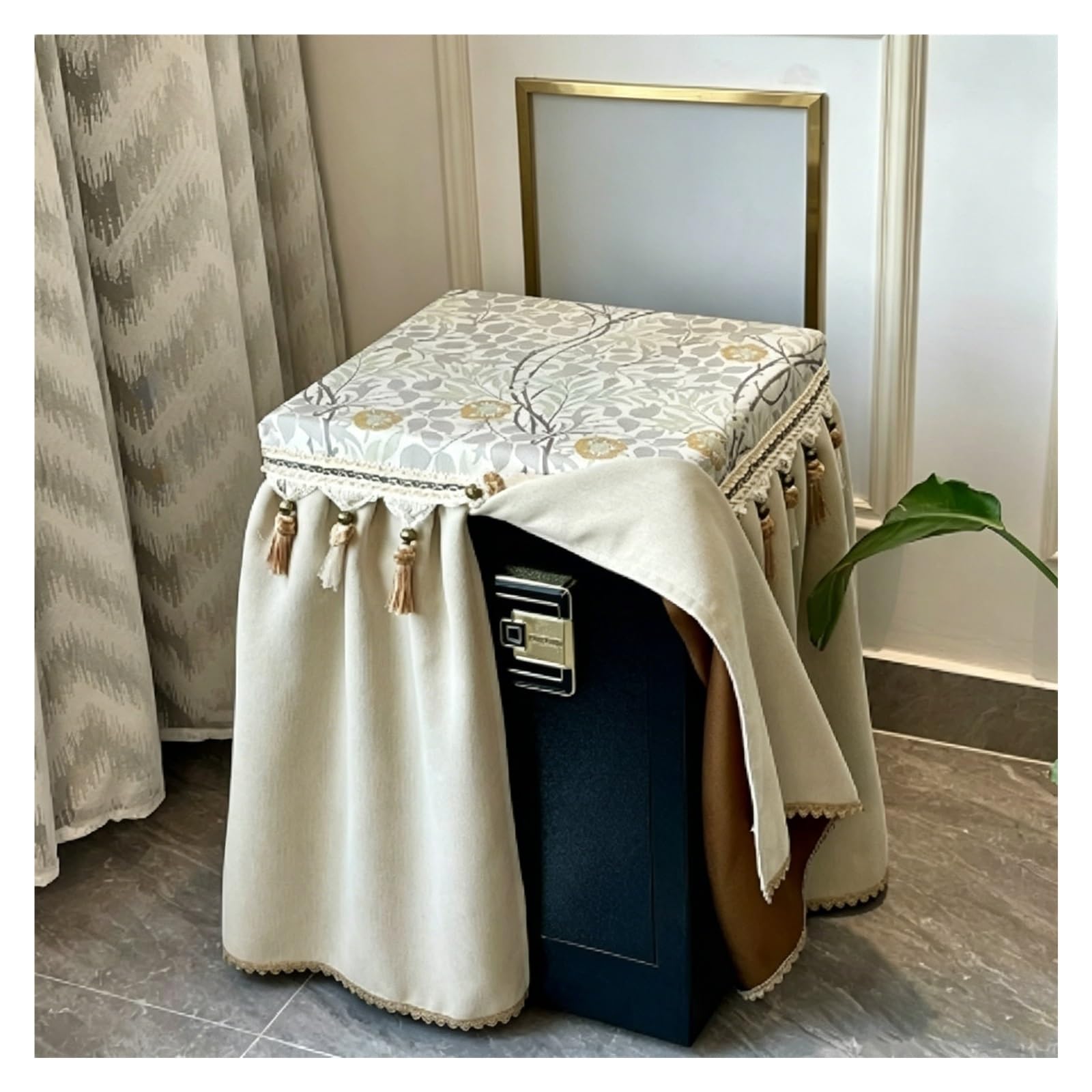 CHZDPP Custom Safe Cover with Tassel, Patterned Safe Dust Cover, Full-Coverage Furniture Dustproof Covers with Reinforced Seams(Beige,60x45x90 cm/24"x18"x35")